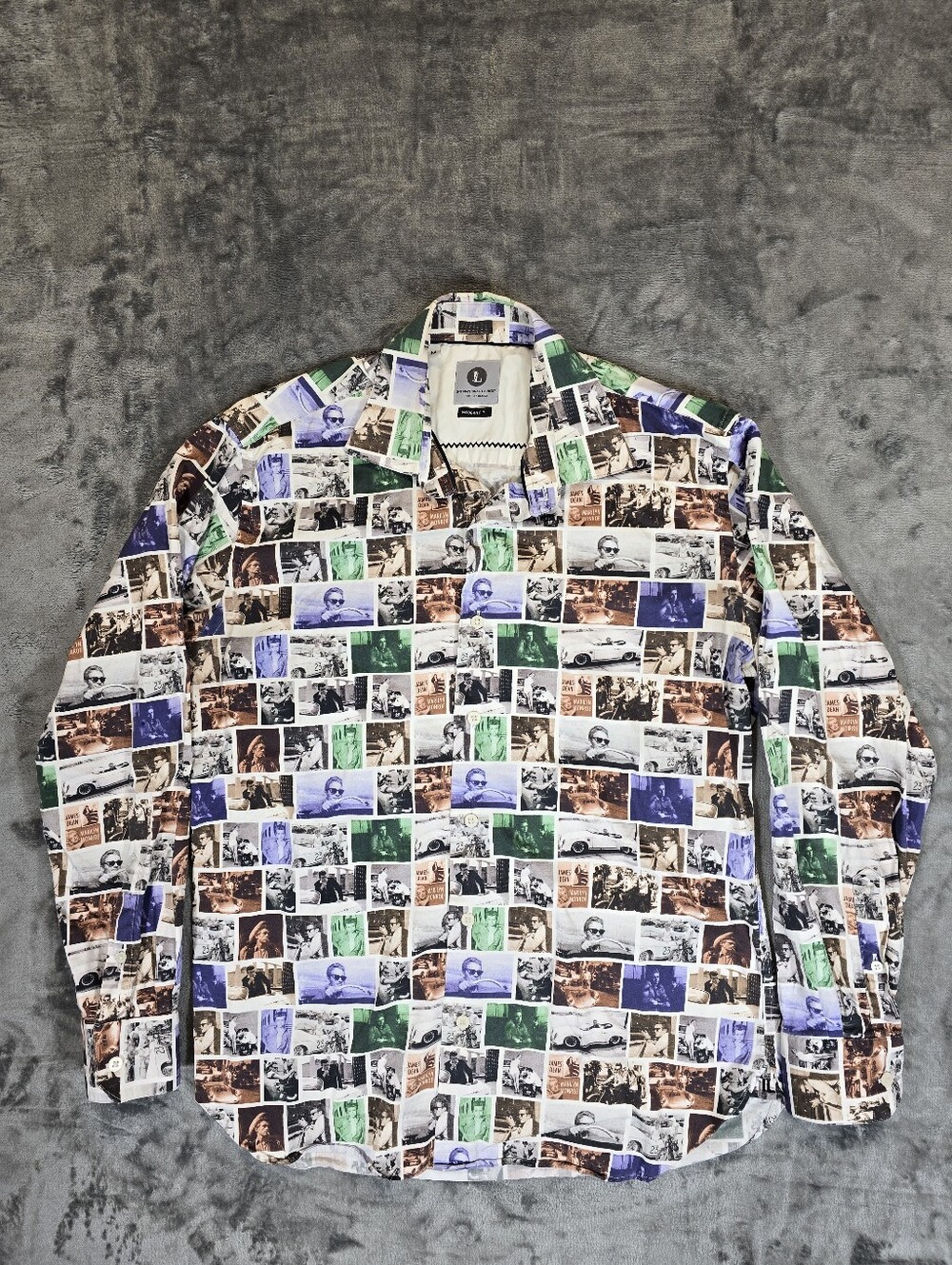 International Laundry James Dean Photo Collage Button Up Shirt Size Medium